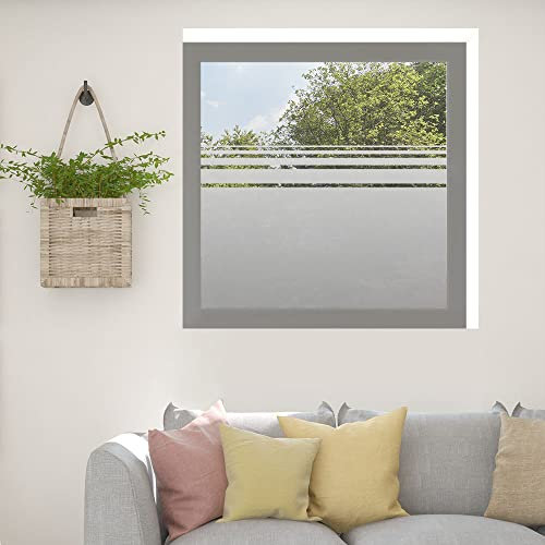 Kiwistar UG Glasdekorfolie - 80 cm lang - gestreift nach Oben auslaufend Fensterfolie Sichtschutzfolie Milchglas selbstklebend für Bad Dusche Badfenster Blickdicht Büro Terasse Klebefolie
