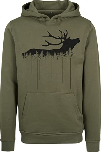 Baddery Jäger Pullover Herren - Waldhirsch - Jagd Geschenk Männer - Kleidung Zubehör (Olive S)