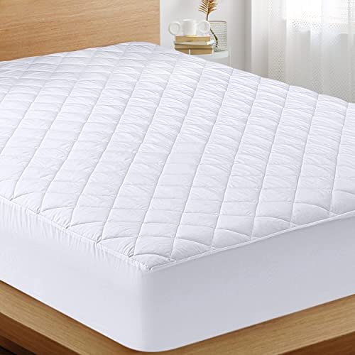 Utopia Bedding Protector de colchón Acolchado Ajustable (Super Queen) – Protector de colchón elástico Ajustable – Funda de colchón se estira hasta 16 Pulgadas de Profundidad – Cubrecolchón Lavable a