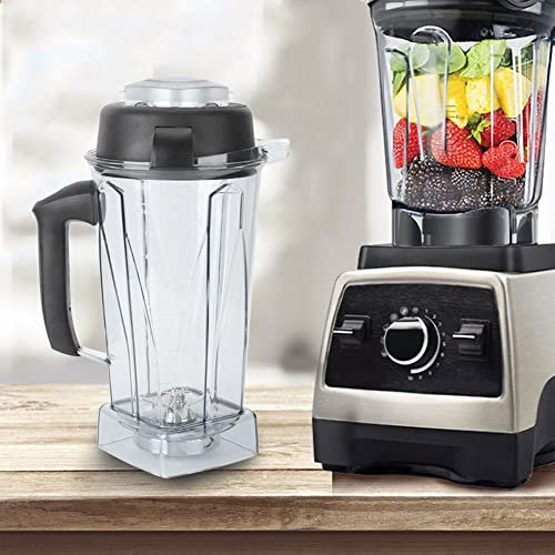 Yuehuamech Blender Cup 64oz Transparent Blender Container Replacement Container Jug Clear Fruit Mixer Cup Blender Accessories Cup with Spill- Proof Cover Cutter Lid Compatible for Vitamix