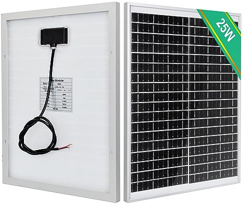 ECO-WORTHY Panel solar de 25 W, 12 V, IP65, resistente al agua, carga de batería para coche, furgoneta, barco, camping, viajes