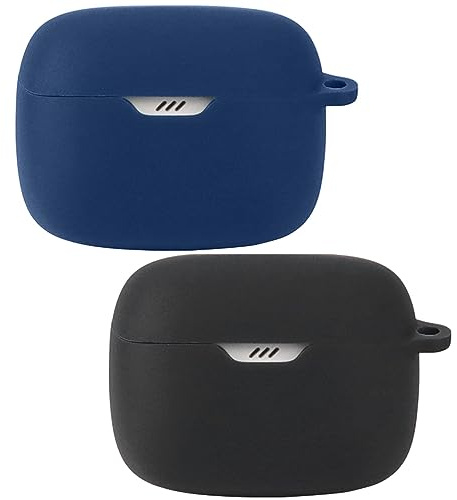 Msiall de Silicona Compatible con JBL Tune Beam, [Admite Carga inalámbrica] [Funda Protectora a Prueba de Golpes] [Funda [Mosquetón] Lindo de Dibujos Animados en 3D Black Blue