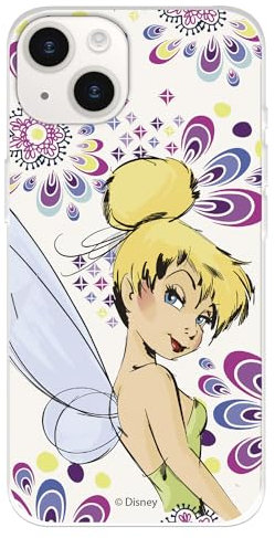 Hülle Kompatibel mit iPhone 15 Offizielle Disney Tinkerbell zum Schutz Ihres Mobiltelefons, Transparente Silikonhülle mit offiziell lizenziertem Peter Pan