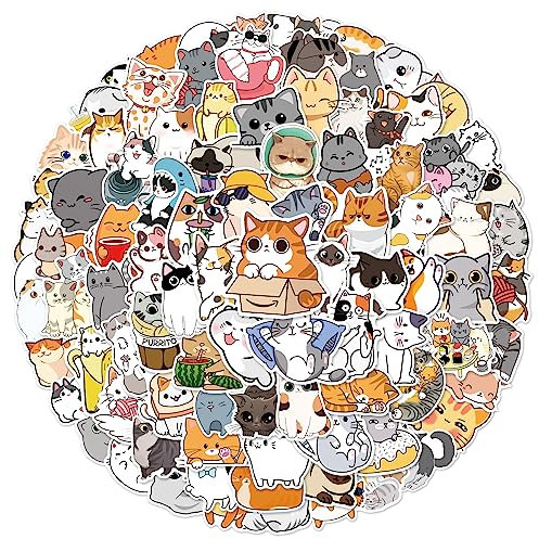 100 stück Aufkleber Pack Graffiti Decal Vinyl Sticker Kawaii Cartoon Aufkleber für Wasserflaschen Niedliche Katzen Aufkleber zur Dekoration Laptop Gepäck Skateboard Auto Fahrrad Handyhülle