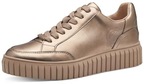 s.Oliver Damen Sneaker flach Low Top Vegan, Gold (Beige Metallic), 41 EU