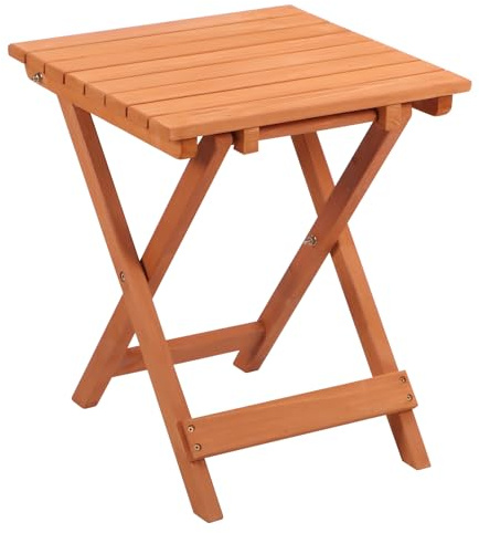 Panana Small Folding Garden Table, Solid Wooden Outdoor Side Table, Foldable Coffee Table for Patio Balcony Bistro Picnic Camping, Square Wood Plant Stand, No Assembly Required