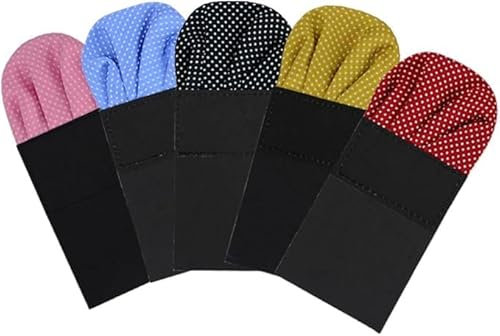 AUSUAYA GB-PF-H-6 Einstecktuch für Herren, Einstecktuch auf Karte, vorgefaltet, Einstecktuch für Jacke oder Hochzeit, formeller Smoking, Set mit 5 Stück, Rosa, Hellblau, Schwarz, Gelb, Burgunderrot,