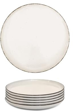 Gusto Buono Set di 6 piatti da insalata in gres porcellanato nordico, 20 cm, per cena e pranzo