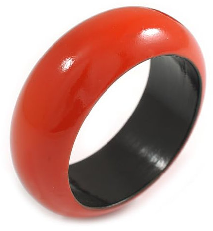 Avalaya Burnt Orange Round Wooden Bangle Bracelet (Natural Irregularities) - Medium Size