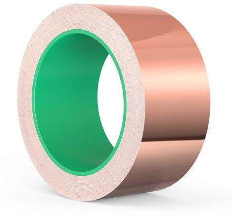 AIYONG 1 Rotolo Biadesivo Conduttivo Adesivo Nastro, 50mm x 20m Nastro in Lamina di Rame, Nastro in Schermatura EMI, Bifacciale Conduttivo in Pellicola di Rame, Riparazioni Elettriche