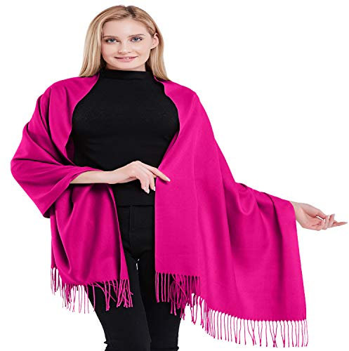 CJ Apparel Pashmina-Schal, 100 % Kaschmir, 2-lagig, handgefertigt in Nepal, hellrosa, One size