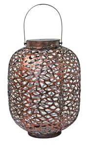 Retro Metall-Solarleuchte mit Griff, ideal für Außenbeleuchtung und Dekoration von Garten und Hof.
