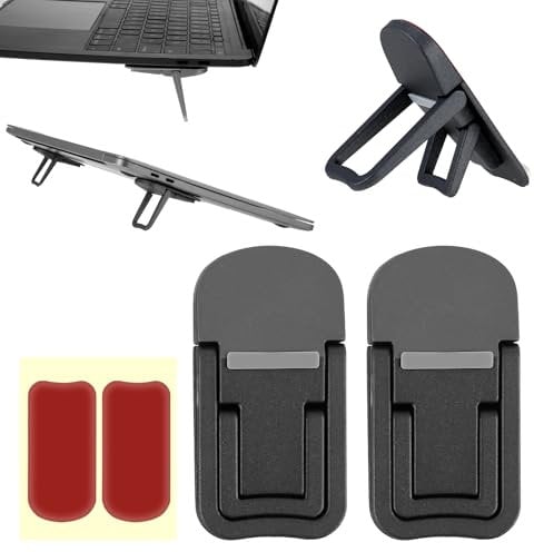 Bewudy 2 Pcs Portable Keyboard Riser, Dual Tilt Angle Adjustment Foldable Laptop Riser, Self-Adhesive Mini Laptop Stand Invisible Computer Keyboard Stand for Most Keyboards (Black)