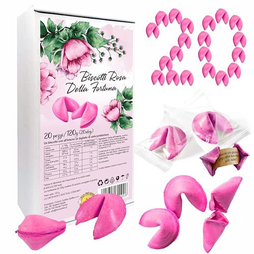 D&D Fun Cookies Biscotti della fortuna rosa 20 pezzi | Ottimo regalo per gli ospiti | Biscotti della fortuna per matrimoni | Incartati singolarmente | Biscotti della fortuna cinesi | Fortune Cookies