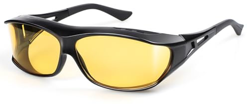 TINHAO Lunettes de conduite de nuit pour homme et femme - Lunettes de vision nocturne polarisées anti-reflet - Verres jaunes, Monture noire/lentille de vision nocturne, Taille unique