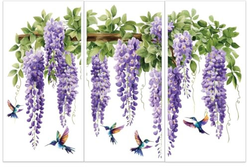 OLYCRAFT 3 Stück/Set Wisteria Blumen Zum Aufreiben von Transfers Für Möbel Und Kunsthandwerk 15x30cm Ranken Möbel Transferaufkleber Möbelaufkleber Dekor Transferaufkleber Abziehbilder Zum Aufreiben