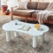 Table basse en forme d'os avec design irrégulier et 4 pieds cylindriques stables, table centrale élégante pour ferme, patio et salon