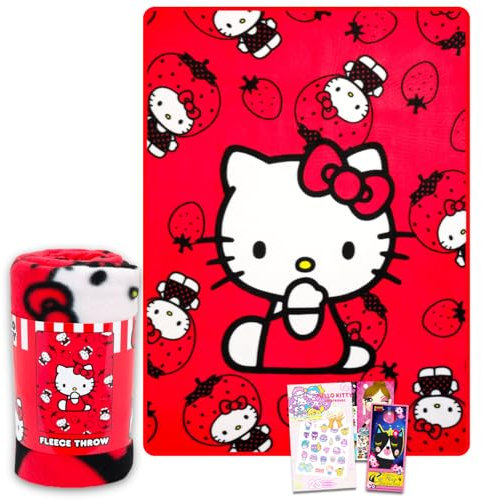 Hello Kitty Plaid Bundle – Hello Kitty Throw Blanket Blanket Hello Kitty Tattoos, Stickers, More for Girls | Hello Kitty Fleece Blanket for Kids (dimensioni 114,3 x 152,4 cm)