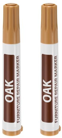 sourcing map Furniture Repair Wood Markers, 2 Pcs Oak Touch Up Filler Sticks, Oil Based Paint Markers for Scratches, Wood Floors, Tables, Cabinet, Carpenters, Cover Ups