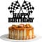 Race Car Cake Topper - Glitter Racing Car Theme Happy Birthday Cake Toppers Checkered Flag Cake Pick for Boys,Kids,Men Baby Shower Birthday Party Cake Decorations Supplies
