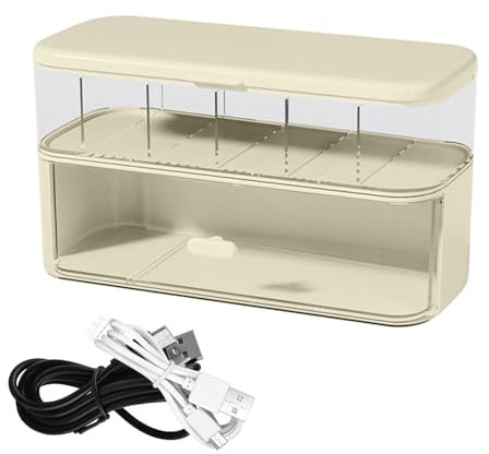 Cable Organizer Box, Clear Cord Storage Organizer, Cable Management Crate with Compartments, Charger Wires Case for Drawer, Desk, Tidy Solution on Home Office and Work Space