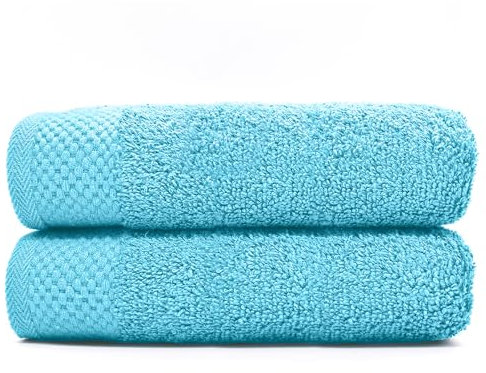 HIPERMANTA Pack de 2 Toallas Ducha 70x140 Toallas 100% Algodon. 500 gr/m2. Suaves, Resistentes y Absorbentes. Rizo Americano. Color Turquesa