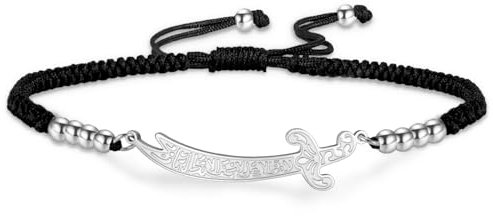 VASSAGO Zulfiqar Armband für Frauen Männer Edelstahl Imam Ali Schwert Anhänger Islamisches arabisches Geflochtenes Seil-Schnur Islam Muslimischer Schmuck (String-B-S)