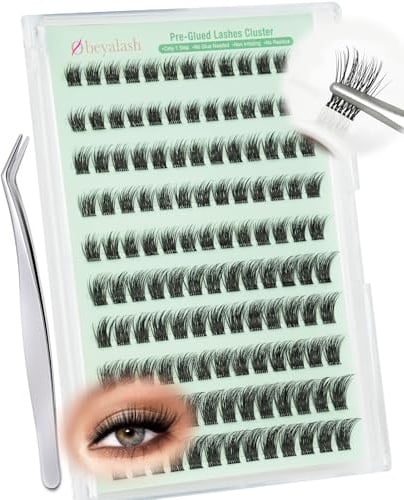 Obeyalash Selbstklebende Wimpern Press On Wimpern Ohne Kleber Extensions Wispy Cluster Lashes C Curl No Glue Eyelashes 130pcs Pre Glued YLB09-C Curl 8-14mix