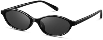 kimorn ovale Sonnenbrille für Damen Chic Katzenauge 90er schmale Sonnenbrille modische UV-Schutz Sonnenbrille (Schwarz/Grau)
