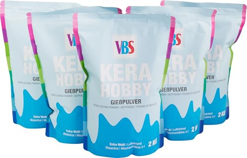 VBS Gießpulver KeraHobby Weiß 1-10kg Gießmasse Modellieren Modelliermasse Formen Skulpturen Hobby Kunstprojekte 10 kg