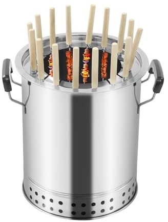 Parrilla portátil de carbón sin humo con pinchos y horno asador para cocinar al aire libre y barbacoa