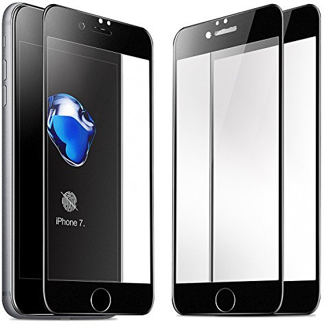 iPhone 8 Screen Protector, iPhone 7 Tempered Glass Screen Protector, [2 PACK] [9H Hardness] [Anti Scratch] [Shatter Proof] [3D Glass, Case Friendly] [Full Coverage] [Bubble Free] (BLACK)