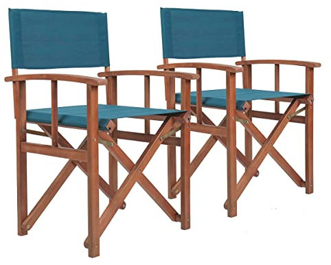 CHARLES BENTLEY FSC Wooden, Pair of Folding Directors Chairs, Teal, Pop-Up, Garden Seats, Outdoor Furniture, Easy To Fold, Lightweight, Traditional Design, Bentley Plaque, Compact (85x54.5x51cm)