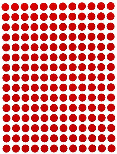 Aufkleber Rot 8 mm runde Sticker – 0,8 cm Klebepunkte 2520 Stück von Royal Green