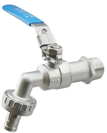 Rubinetto a sfera con valvola, per acqua ed aria compressa, V4A - PN 16, G 1/2, G 3/4, G 1