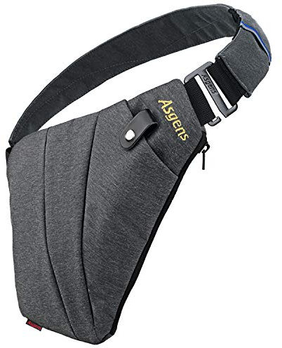 Asgens Crossbody Sports Chest Bag Practical Multi-purpose Anti-theft Security Sling Bag Waterproof Messenger Bag Leisure Portable for Teenagers&Adults Travel Outdoor(Gray, Left Handed)