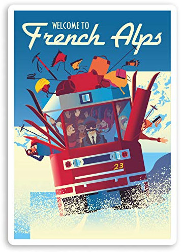 Aufkleber #34587 Französische Alpen, Vinyl, 10 cm, 10 cm hoch, 2 Stück