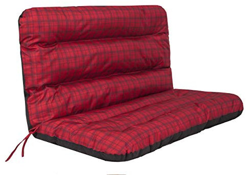 PillowPrim Sitzkissen für Hollywoodschaukel - Palettenkissen – Für Gartenfans – Mehr Komfort & Stil im Freien – Rote Kariert, Sitzbreite 120 cm