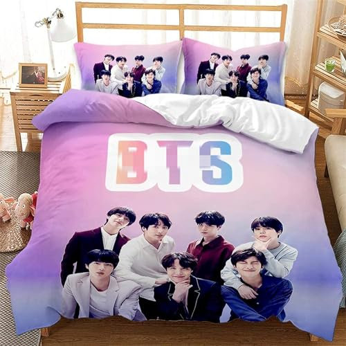 Fgolphd BTS Bulletproof Boy Scouts bettwäsche-,Kinder bettwäsche 3D-Digitaldruck Polyester,Allgemein für Erwachsene und Kinder (16,Single 135×200CM)