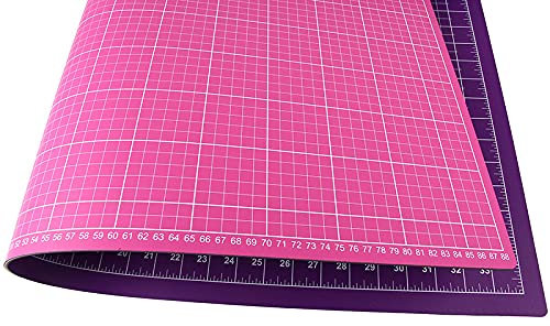 Schneidematte A1 7-lagig mit cm und inch Skala zum Nähen, Basteln und Quilten 90 x 60 cm (pink/lila)