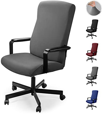 Bürostuhl bezug Bürostuhlabdeckung Stuhlhussen Drehstuhl Bezug Moderne Stuhl Überzug Sessel Cover Elastische Waschbar Stuhlhussen Set für die Bürostuhl Computer Schreibtischstuhl (Grau, 2PCS (M))