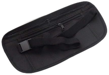 Ceinture porte-monnaie de voyage, portefeuille caché, sac banane pour passeport, sac de sécurité secret, sac de poitrine, support sécurisé pour passeport, Noir , 26*13*0.4cm