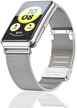 ToVioc Cinturino Compatibile con Huawei Watch Fit New/Fit Elegant/Fit SE, Cinturini in Acciaio Inossidabile da Adatto per Huawei Watch Fit - Argento