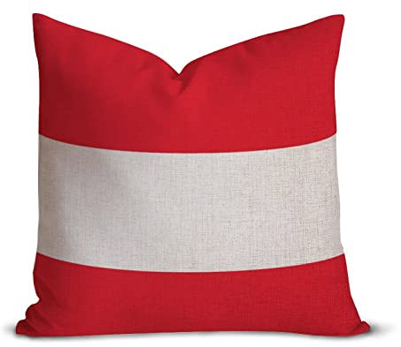 Dekorativer Kissenbezug mit Österreich Flagge, Bauernhaus, 45,7 x 45,7 cm, Vintage-Retro-Kissenbezug, patriotisch, quadratisch, Baumwolle, Leinen, Kissenbezug für Mutter, Vater, Freunde, Geschenk