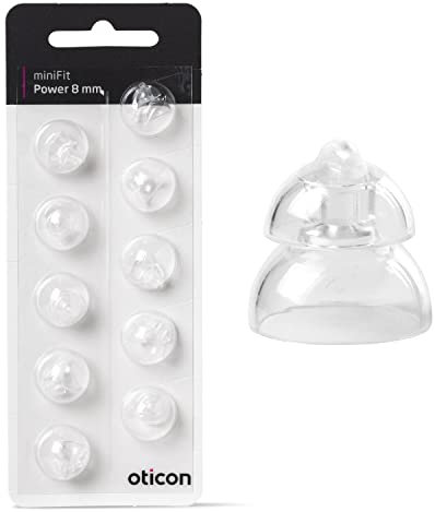 Oticon -New 8mm Power miniFit Domes, 10.0 Pack