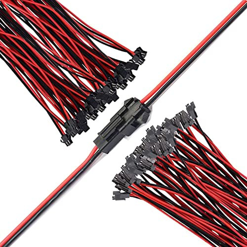 VISSQH 30 Pairs JST SM 2PIN Stecker Männlich zu Weiblich EL Draht Kabel Stecker Adapter,2 Pin Stecker Männlichen und Weiblichen Steckverbinder Adapter mit 100 mm Elektrisch Kabel für LED Licht