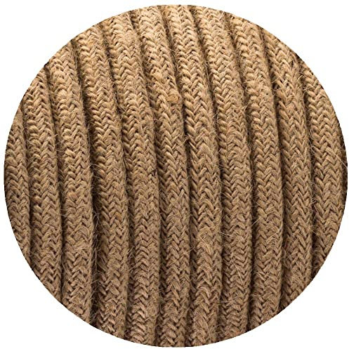 LEDSone Hemp wire 16.4ft Vintage 2 Core Round 18 Gauge Cable Fabric Cloth Covered Electrical Wire, 5m 2 conductors Lamp cable Modern Cloth Covered Wire for Pendant Light Bulb Industrial DIY Project.