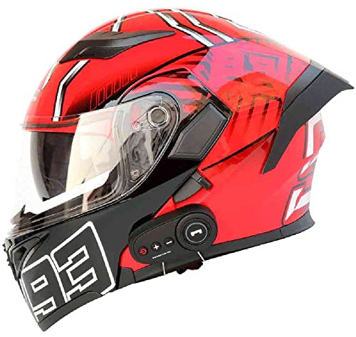 Casco Moto Modular Integrado con Bluetooth ECE Homologado HD Negro Marrón Lente Auriculares y Micrófono Integrados Casco de Carreras de Cara Completa Diseño 54~63CM