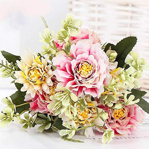HXSCOO 1 Strauß Kamelie Künstliche Pfingstrose Rose Blumen Seide Gefälschte Blumen Hochzeit Blume DIY Hausgarten Party Dekoration (Color : 1.)