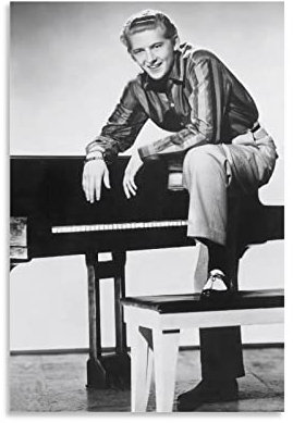 XINGSHANG Jerry Lee Lewis Poster Sänger Rock Star Poster Retro Poster Wandkunst Gemälde Leinwand Drucke Dekor Poster Kunstwerke 50 x 75 cm